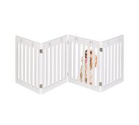 Relaxdays Barrera de Seguridad para Mascotas Plegable, Valla Protectora sin Taladro, 60 x 204 cm, MDF, Blanco, Bambú