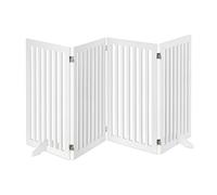 relaxdays Barrera de Seguridad para Perros, Ajustable, 4 Paneles, Reja Protectora Mascotas, 91,5x204,5 cm, MDF, Blanco, Tablero de Fibras