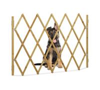 Relaxdays Barrera perros extensible de bambú marrón claro