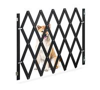 Relaxdays Barrera Seguridad Niños Bambú XL, Valla Escaleras Plegable hasta 140 cm, 87-97 cm Alto, Reja Mascotas, Negro, Hierro