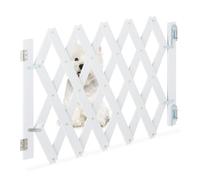 Relaxdays Barrera Seguridad Niños Bambú, Valla Escaleras Plegable hasta 108,5cm, 47,5-60cm Alto, Reja Mascotas, Blanco