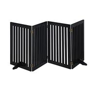 Relaxdays Barrera Seguridad Niños, Valla Protectora Plegable, 70 x 205 cm, Cerca Perros y Mascotas, con Patas, Negro, Tablero de Fibras