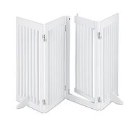 Relaxdays Barrera Seguridad Niños, Valla Protectora, Puerta, 92x206cm, Plegable, Cerca Protección Bebés, Perros, Blanco, Fibra Vegetal