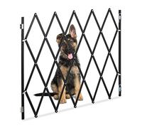 Relaxdays Barrera Seguridad Niños y Perros Bambú XL, Valla Escaleras Plegable, hasta 130,5cm, Puerta Mascotas, Negro