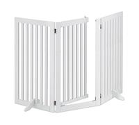 Relaxdays Barrera Seguridad Perro, Valla Protectora con Puerta, para Escaleras, 92x154cm, Plegable, sin Taladrar, Blanco