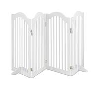 Relaxdays Barrera Seguridad Perros, 4 Paneles, Alto 92 cm, Valla Protección Mascotas, Plegable, 92x205 cm, Blanca