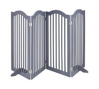 Relaxdays Barrera Seguridad Perros, 4 Paneles, Alto 92 cm, Valla Protección Mascotas, Plegable, 92x205 cm, Gris