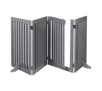 Relaxdays Barrera Seguridad Niños, Valla Protectora Bebés y Mascotas, 4 Paneles, con Puerta, Plegable, 70x207 cm, Gris