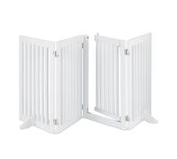 Relaxdays Barrera Seguridad Niños, Valla Protectora Bebés y Mascotas, 4 Paneles, con Puerta, Plegable, 70x207 cm, Blanca