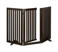 Relaxdays Barrera Seguridad Niños, Valla Protectora con Puerta, para Escaleras, 92x154cm, Plegable, sin Taladrar, Marrón, Tablero de Fibras