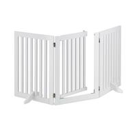 Relaxdays Barrera Seguridad Niños y Animales, Valla Protección Mascotas, Puerta, 70x154cm, Plegable, 3 Paneles, Blanca, Tablero de Fibras