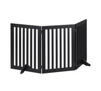 Relaxdays Barrera Seguridad Niños, Valla Protectora Plegable, 92 x 154 cm, Cerca Perros y Mascotas, con Patas, Negro, Tablero de Fibras