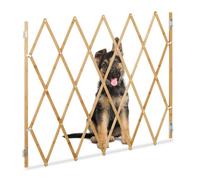 Relaxdays Barrera Seguridad Perro, Valla Escaleras Plegable hasta 130cm, 87,5-100cm Alto, Reja Protección Bambú, Natural, Hierro