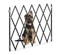Relaxdays Barrera Seguridad Niños y Perros Bambú XL, Valla Escaleras Plegable, hasta 130,5cm, Puerta Mascotas, Negro