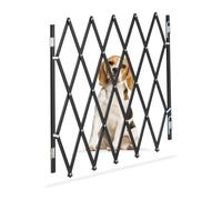 Relaxdays Barrera Seguridad Perros y Niños Bambú L, Valla Escaleras Plegable, hasta 118,5cm, Puerta Mascotas, Negro