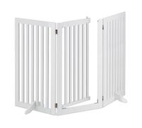 Relaxdays Barrera Seguridad Niños, Valla Protectora con Puerta, para Escaleras, 92x154cm, Plegable, sin Taladrar, Blanco, Tablero de Fibras