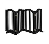 Relaxdays Barrera Seguridad Perros, Valla Mascotas, Sin Taladrar, 4 Paneles, 70x205,5cm, con Patas, Plegable, Negra