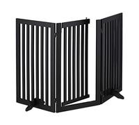 Relaxdays Barrera Seguridad Perros, Valla Protectora con Puerta, para Escaleras, 92x154cm, Plegable, sin Taladrar, Negro