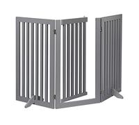 Relaxdays Barrera Seguridad Perros, Valla Protectora con Puerta, para Escaleras, 92x154cm, Plegable, sin Taladrar, Gris