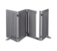 Relaxdays Barrera Seguridad Perros, Valla Protectora Mascotas, 4 Paneles, con Puerta, Plegable, 70x207 cm, Gris