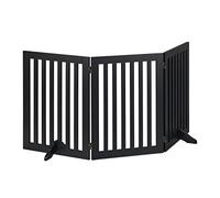 Relaxdays Barrera Seguridad Perros, Valla Protectora Plegable, 70 x 154 cm, Cerca Cachorro y Mascotas, con Patas, Negro