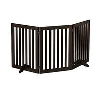 Relaxdays Barrera Seguridad Perros, Valla Protectora Plegable, 70 x 154 cm, Cerca Mascotas, con Patas, Marrón