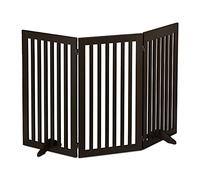 Relaxdays Barrera Seguridad Perros, Valla Protectora Plegable, 92 x 154 cm, Cerca Mascotas, con Patas, Marrón