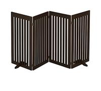 Relaxdays Barrera Seguridad Perros, Valla Protectora Plegable, 92 x 205 cm, Cerca Mascotas, con Patas, Marrón