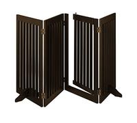 Relaxdays Barrera Seguridad Perros, Valla Protectora, Puerta, 92x206cm, Plegable, Cerca Protección Mascotas, Marrón
