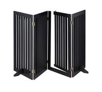 Relaxdays Barrera Seguridad Niños, Valla Protectora, Puerta, 92x206cm, Plegable, Cerca Protección Bebés, Perros, Negro