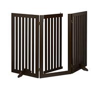 Relaxdays Barrera Seguridad Perros, Valla Protectora Puerta, para Escaleras, 92x154cm, Plegable, sin Taladrar, Marrón
