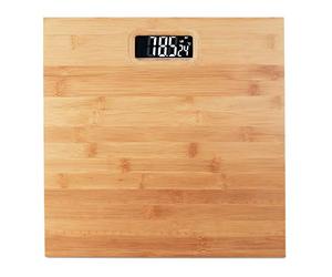 Relaxdays Báscula Baño Digital Hasta 180 kg, Bambú y Plástico, Beige, 3 x 30 x 30 cm