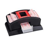 Relaxdays , batidora de cartas negra eléctrica, de piel, 2 barajas, mezclador para mezclar cartas, máquina barajadora de cartas, estándar, para cartas estándar con un tamaño de 6,3 × 9,2 cm