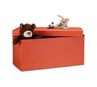 Relaxdays Baúl Almacenaje Polipiel, Banco Plegable 38x76x38 cm, Puff, Asiento con Almacenamiento hasta 300 kg, Naranja