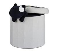 Relaxdays Baúl Almacenaje Redondo, Lino, Crema, 43 x 45 x 45 cm