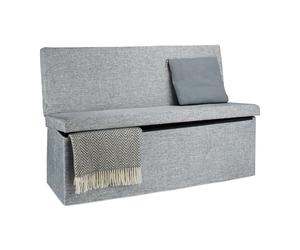 Relaxdays Baúl almacenamiento con respaldo gris