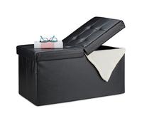 Relaxdays Baúl almacenamiento de cuero sintético negro