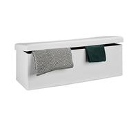 Relaxdays Baúl Almacenamiento Grande Plegable, Lino, Blanco, 38 x 114 x 38 cm