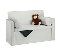 Relaxdays Baúl Almacenamiento Plegable con Respaldo, Lino, Crema, 75 x 115 x 47 cm
