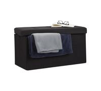 Relaxdays Baúl Almacenamiento Plegable, Lino, Negro, 38 x 76 x 38 cm, Poliéster