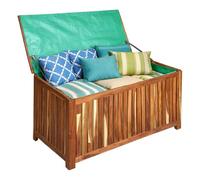 Relaxdays baúl de jardín, para Cojines y Herramientas, 60x90x50 cm, Natural | madera de acacia, forro impermeable