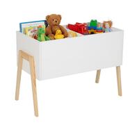 Relaxdays Baúl infantil, diseño escandinavo, 45 x 60 x 30 cm, MDF, para libros y juguetes, baúl abierto, blanco/natural