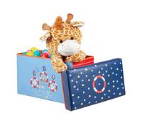 Relaxdays Baúl para juguetes, Taburete infantil, Plegable, Para niños y niñas, Bajo el mar