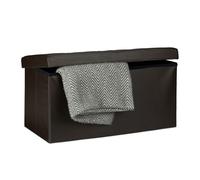 Relaxdays, Marrón Banco Asiento Plegable Cuero Sintético, 38x78x38 cm, tela, 38 x 76 x 38 cm