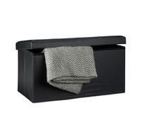 Relaxdays Baúl plegable para almacenaje polipiel negro