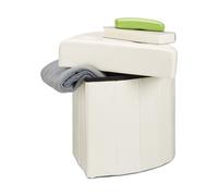 Relaxdays Baúl Puff Triangular, Piel Sintética, Blanco, 38 x 38 x 38 cm