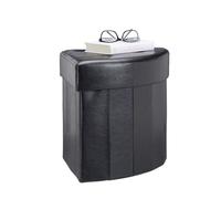 Relaxdays Baúl puff triangular de piel sintética negro