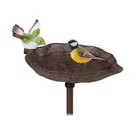 Relaxdays Bebedero Pájaros con Estaca, Hierro Fundido, Marrón, 1 m de Alto
