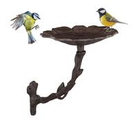 Relaxdays Bebedero pájaros hierro de pared marrón