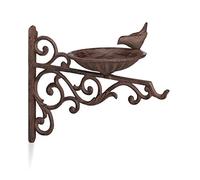 Relaxdays Bebedero Pájaros para Pared, Comedero Aves Silvestres, Decoración Jardín, Hierro Fundido, 24x28x14 cm, Marrón